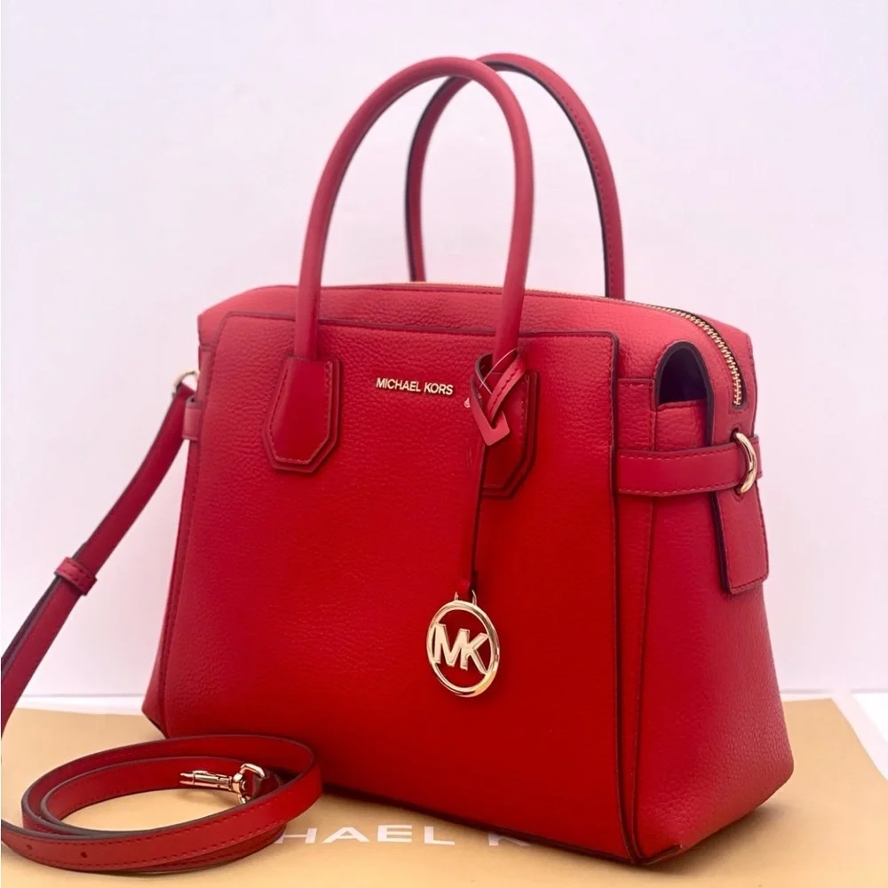 Michael Kors Mercer Satchel Crossbody Bright Red